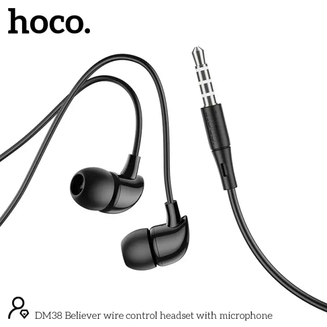 Hands Free Hoco DM38 Believer Stereo 3.5mm με Μικρόφωνο και Πλήκτρο Λειτουργίας 1.2 Μαύρα