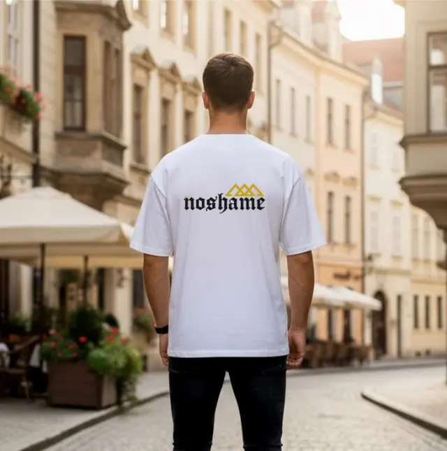 T-shirt Noshame® Oversized Λευκό με τύπωμα - 142601 - XXL