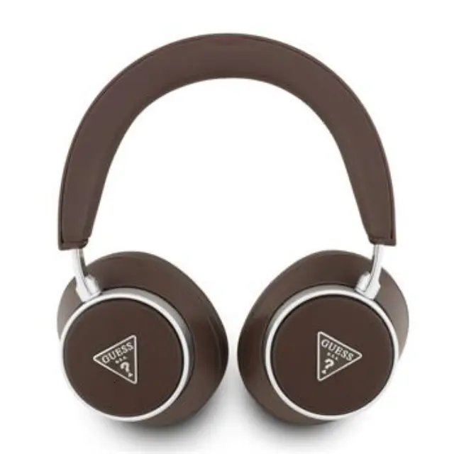 Guess PU Saffiano Triangle Logo ENC Wireless Headphone Brown