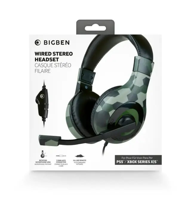 Bigben Stereo Gaming Headset Green Camo με Μικρόφωνο 3.5mm για PS5, PS4, Xbox, Nintendo Switch + PC