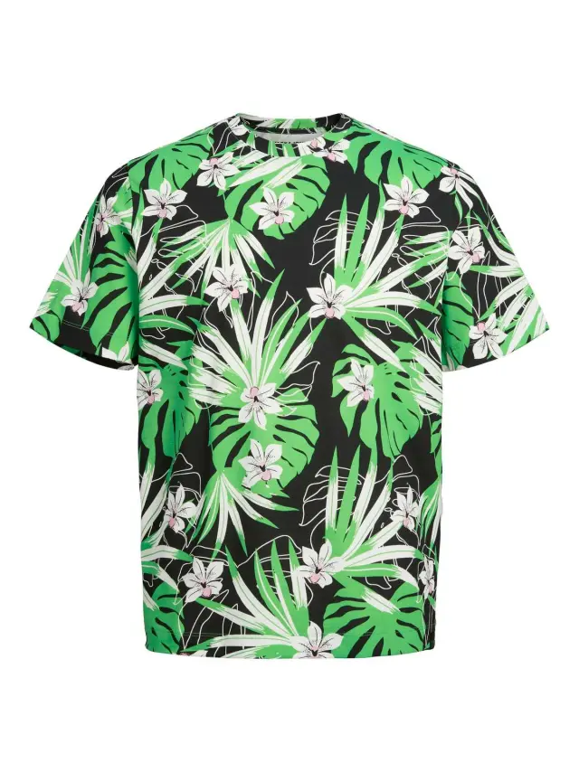 Μαύρο T-Shirt JORTULUM AOP TEE SS CREW NECK Black