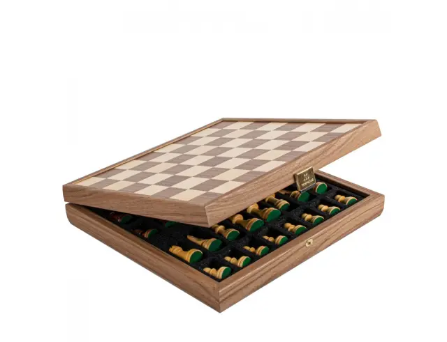Σετ Χειροποίητο Σκάκι Wooden Chess Manopoulos από Ξύλο, με πιόνια Staunton, θήκη αποθήκευσης και διαστάσεις 27x27cm - Walnut SKW4130K 3
