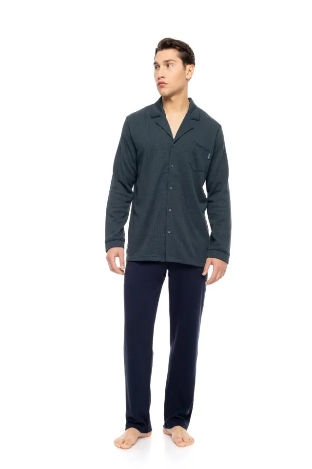W-M760 - Type - PYJAMA BUTTONED JACQUARD FOREST GREEN