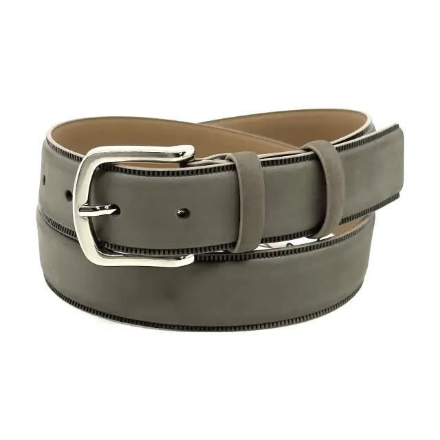 Γκρι Λαδί Δερμάτινη Ζώνη Nubuck 3,5 cm