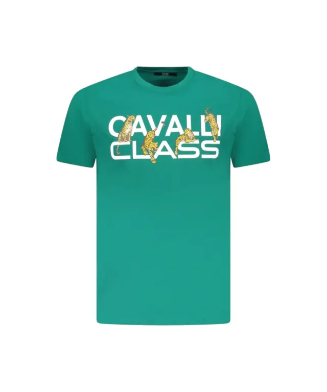 Cavalli Class - Ανδρική Μπλούζα T-Shirt Κοντομάνικη Regular Fit TXT60MJD060-04038 Πράσινο