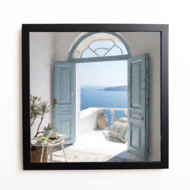 Θέμα (island 7 ) 1 Κάδρο 37x37cm κορνίζα ξύλινη χρώμα μαυρο θέμα με πλαστικοποίηση (Κ 2033/3+7 island)