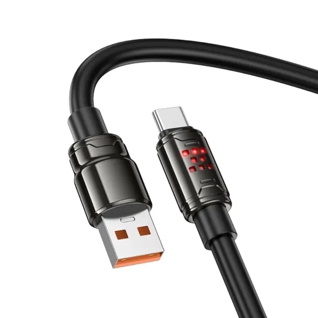 Καλώδιο Hoco U143 Joy USB-A σε USB-C Fast Charging 5A με Zinc Alloy Κονέκτορες RGB Φωτισμό και Ενισχυμένο PVC Anti-bend Καλώδιο Μαύρο 1.2m