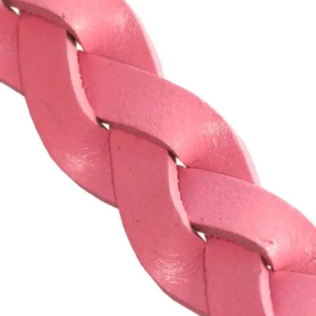 Κορδόνι Δερμάτινο Πλεγμένο Flat Pink 14mm ~90cm