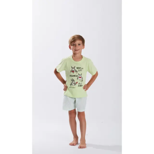 Παιδική αγορίστικη πυτζάμα Vichy Verde 6296 Καρώ-Πράσινο Ανοιχτό Happy People