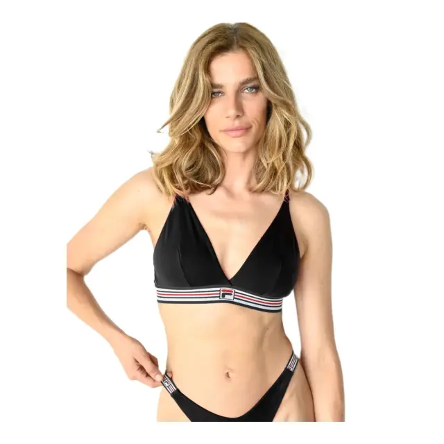 FILA Γυναικείο Μπουστάκι Τρίγωνο Stripes, Χρώμα Μαύρο