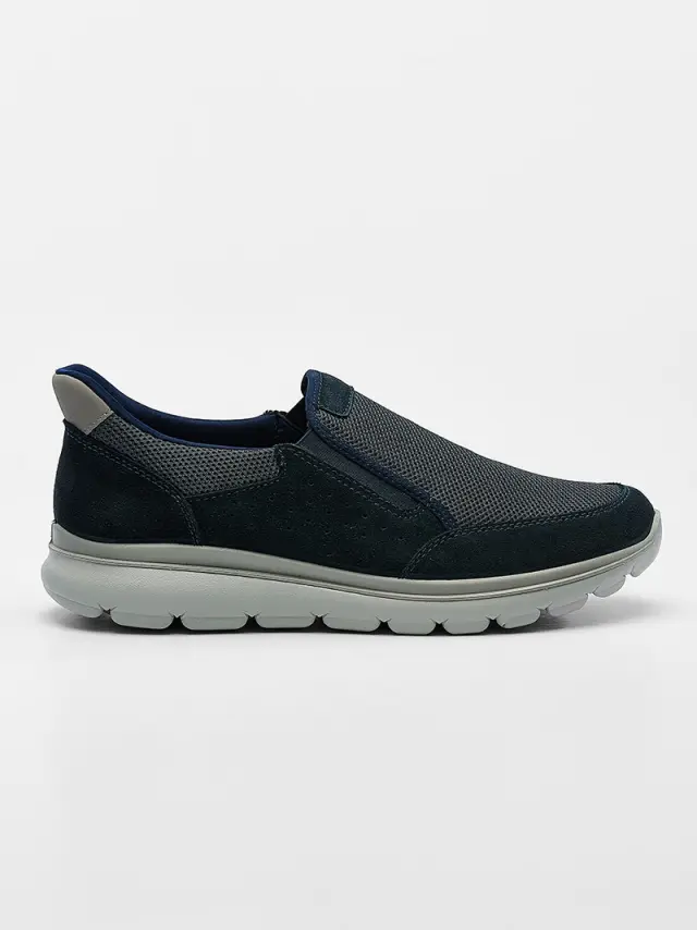 Imac Sneakers Ανδρικό ύφασμα/δέρμα Nubuck Μπλέ IMA/752090 BLUE 2