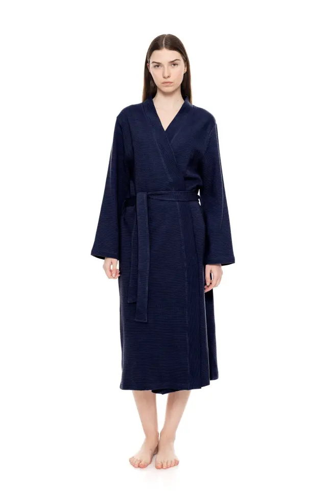 WN-1240 - Yacht Blue - ROBE LONG WAFFLE NOS