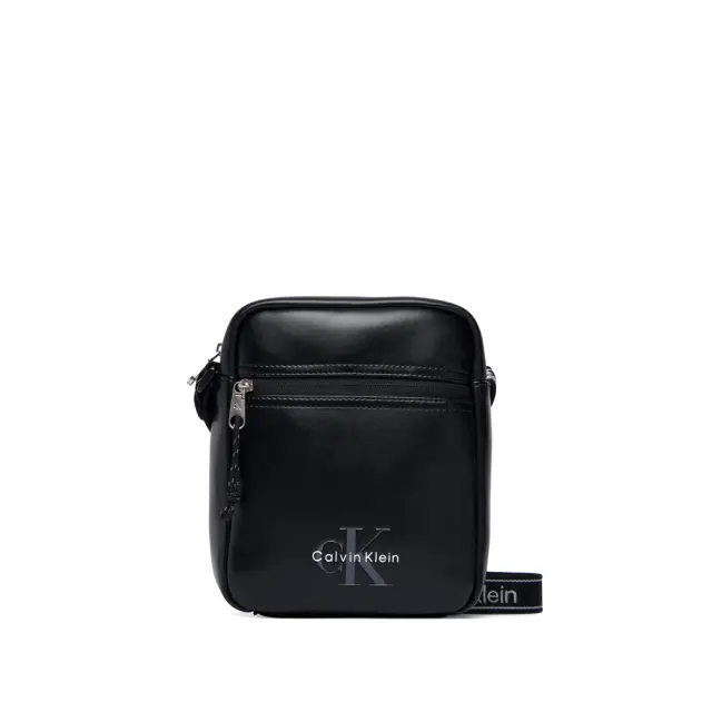 Calvin Klein Ανδρικό Μικρό Τσαντάκι Ώμου / Χιαστί Bold Logo Webbing Reporter Μαύρο