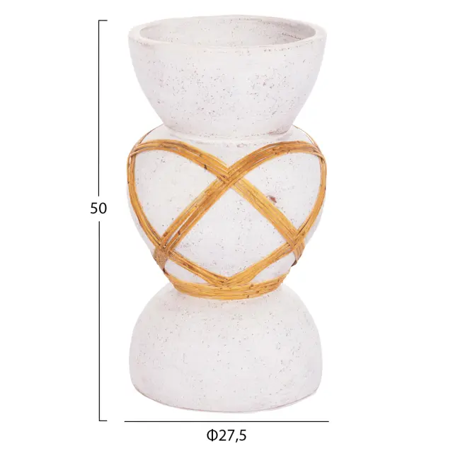 ΔΙΑΚΟΣΜΗΤΙΚΟ ΒΑΖΟ ΔΑΠΕΔΟΥ FB94672.02S TERRACOTTA ΛΕΥΚΟ--RATTAN Φ27.5x50Υεκ 2