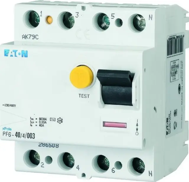 PF6-25/4/03 Residual current circuit breaker (RCCB), 25A, 4 p, 300mA, type AC