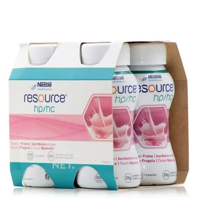 Nestle Resource HP/HC Ειδικό Συμπλήρωμα Διατροφής Φράουλα (4x200ml)