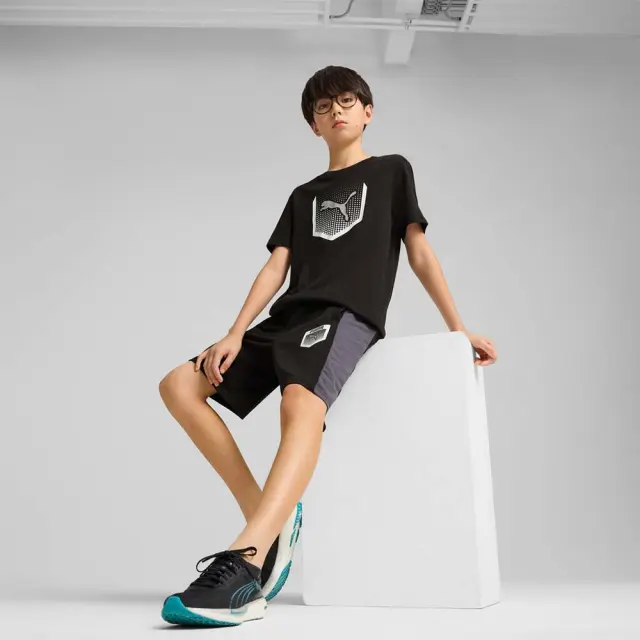 Puma Boy's Active Sports Graphic Sweat Shorts. Μαύρο 685181-01 (Puma) 3