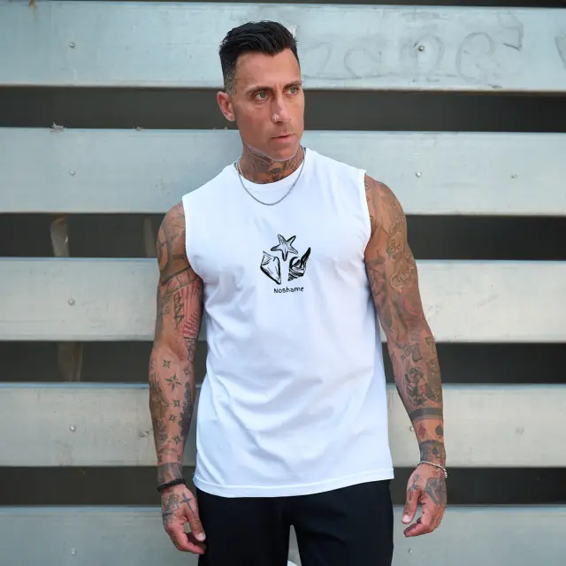 Αμάνικο Noshame® Λευκό με τύπωμα Shell - 182529 - XXL