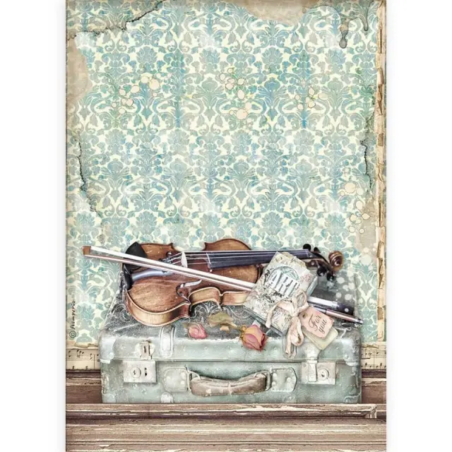 Ριζόχαρτο Stamperia 21x29cm, Passion, Violin and travelling
