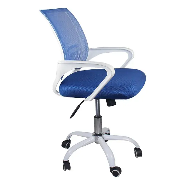 Πολυθρόνα Γραφείου BF2101-SW Λευκό/Μπλε Mesh 57x53x90/100cm