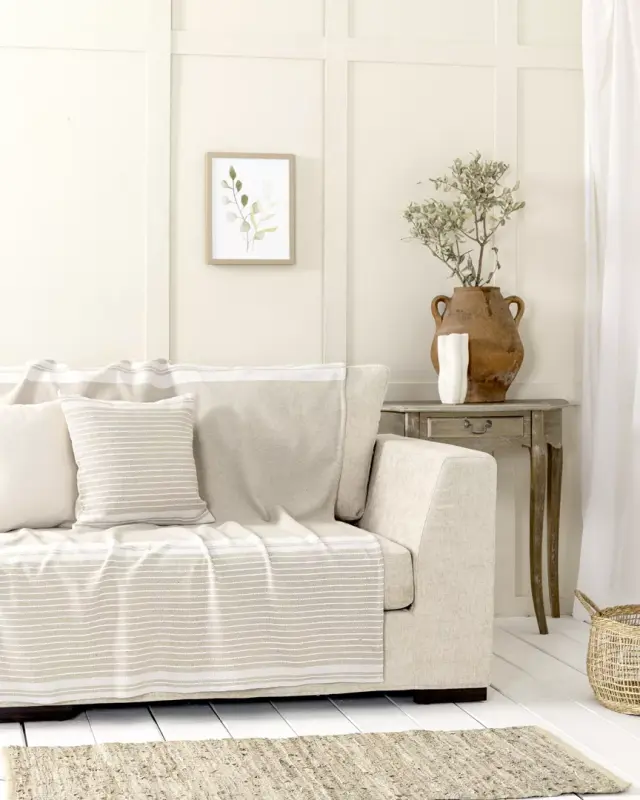 Ριχτάρι Τριθέσιο 180x300 Nima Roven Beige 100% βαμβακερό