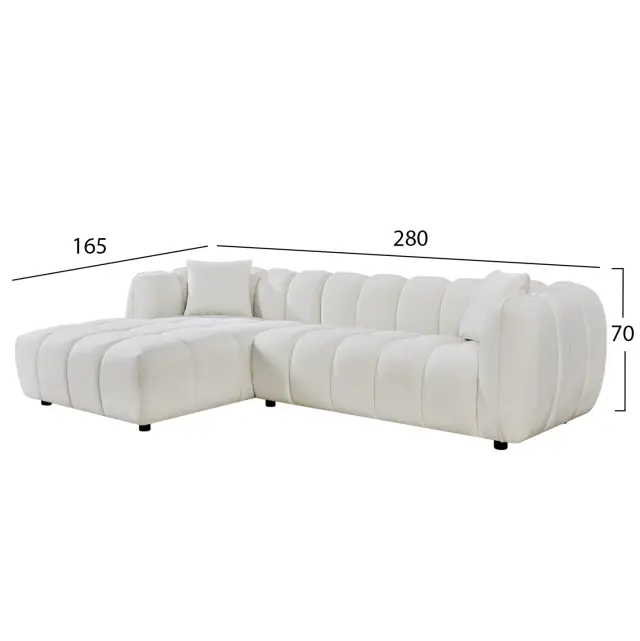 ΚΑΝΑΠΕΣ ΓΩΝΙΑ (ΑΡΙΣΤΕΡΗ) LYKKE ΕΚΡΟΥ ΥΦΑΣΜΑ 280x89-165(η γωνία)x70 εκ 3