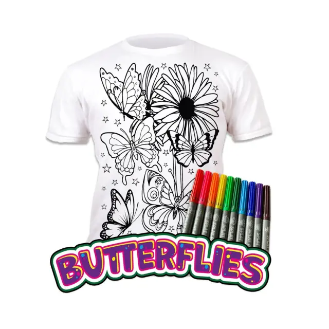 Splat Planet Πλενόμενο t-Shirt Ζωγραφικής με Μαρκαδόρους: Butterflies 5-6 ετών 2