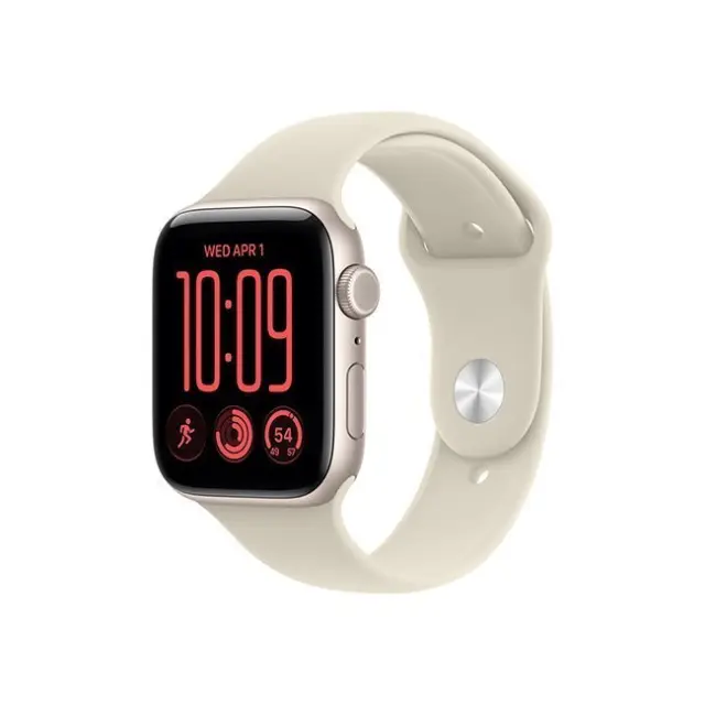 Apple Watch SE 3 GPS & Cellular 44mm Starlight Aluminium Case with Sand Sport Band M/L 2