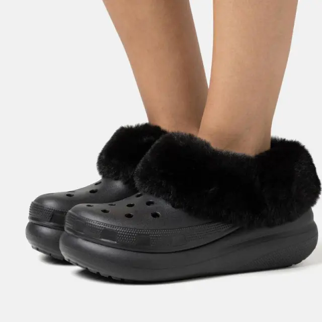 Σαμπό Crocs Με Γουνάκι Furever Crush Black 208446-001 Μαύρο - 39-40 3