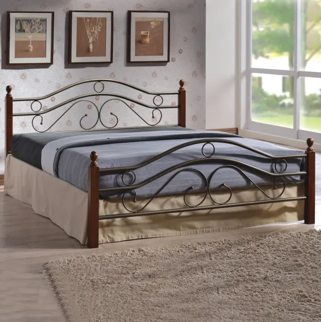 Κρεβάτι μέταλλο Rubberwood Celina για στρώμα 150x200 εκ.