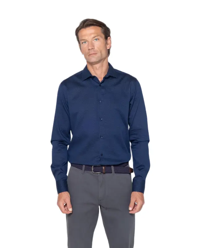 The Bostonians Dobby ανδρικό μακρυμάνικο πουκάμισο slim fit 3ACP2511-3