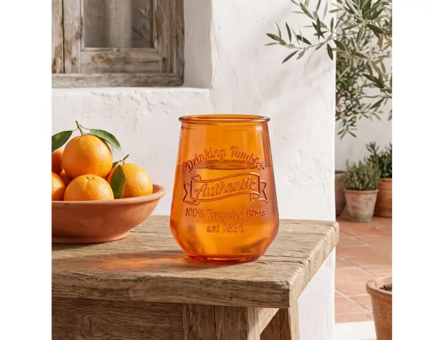 Ποτήρι Glass Drops Αuthentic Est. 1896 (2396DB08) Από ανακυκλωμένο γυαλί, Χωρητικότητας 400ml, Διαστάσεων Ø 9 x Υ 11 cm, Orange 2396DB08