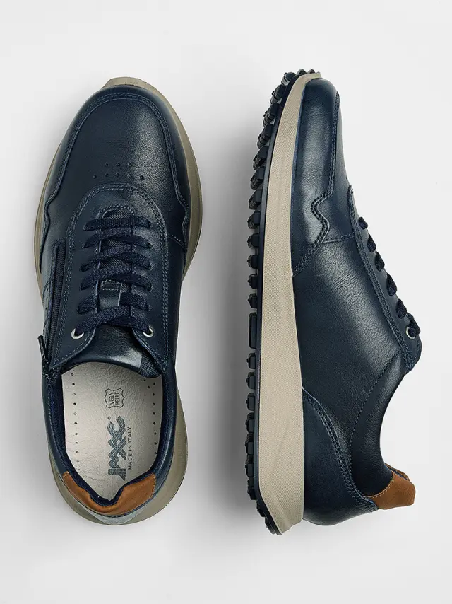 Imac Sneakers Ανδρικό δέρμα Μαύρο IMA/103180 BLUE 3