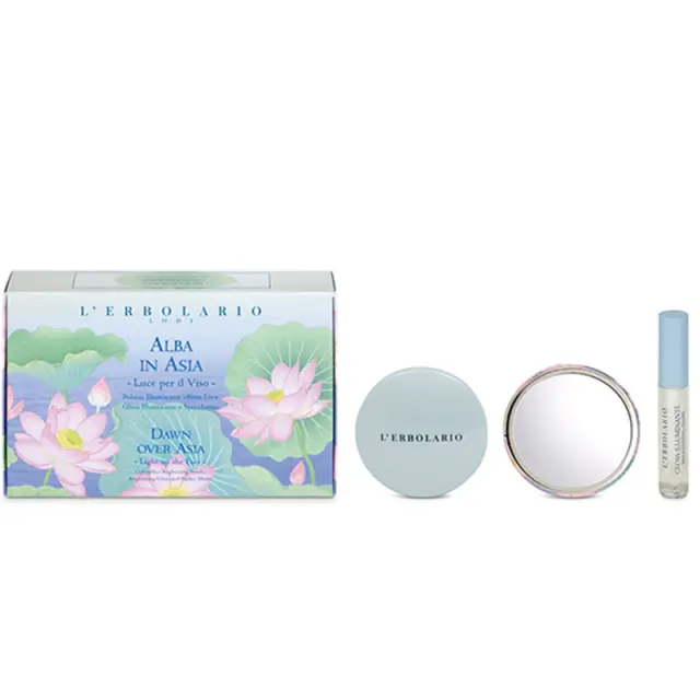 L’ Erbolario Alba in Asia Kit Make-Up – Kit Λάμψης Προσώπου με Ανοιχτόχρωμη Πούδρα Λάμψης + Light Effect Gloss + Καθρεφτάκι