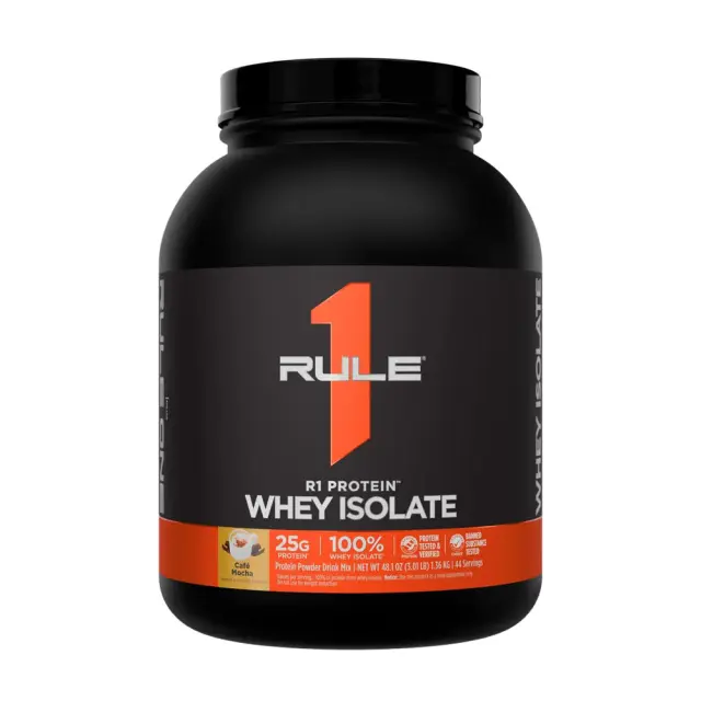 Rule1 R1 Protein Whey Isolate cafe-mocha, 3-lbs