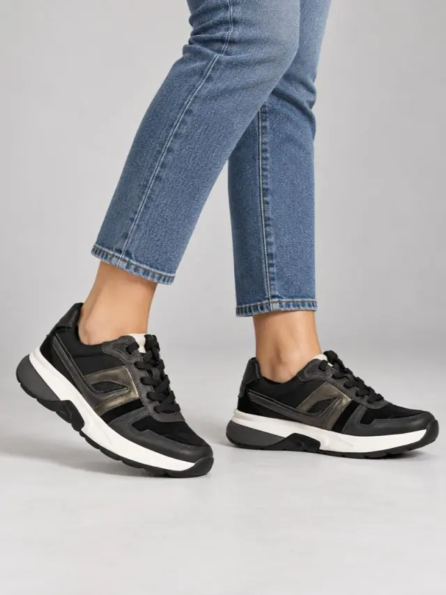 Gabor Sneakers Γυναικείο δέρμα Μαύρο GAB/56845 37-schwarz/anth 2