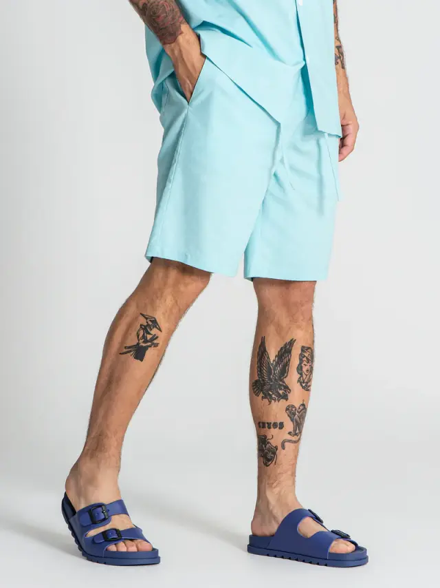Gianni Kavanagh Aνδρικό NATURA Λινό Shorts - Light Blue - S 2