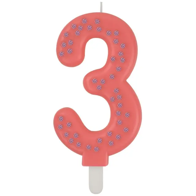 LEGAMI MAXI CANDLE - NUMBER 3 - PINK