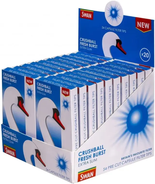 Swan Φιλτράκια - Crushball Fresh Burst - Κάψουλα Μέντας - Ultra Slim 54 φιλτρακια - 20τεμ.