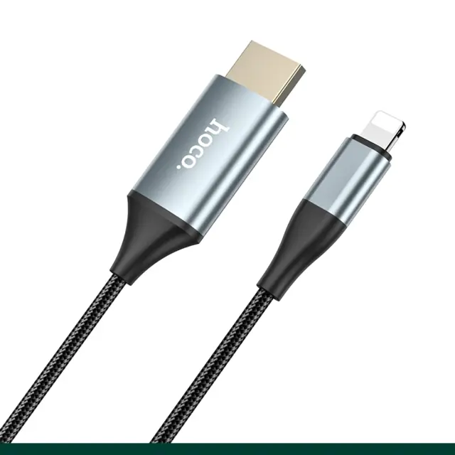 Hoco UA15 HDMI 1.4 Braided Cable HDMI male - Lightning male 2m Μαύρο