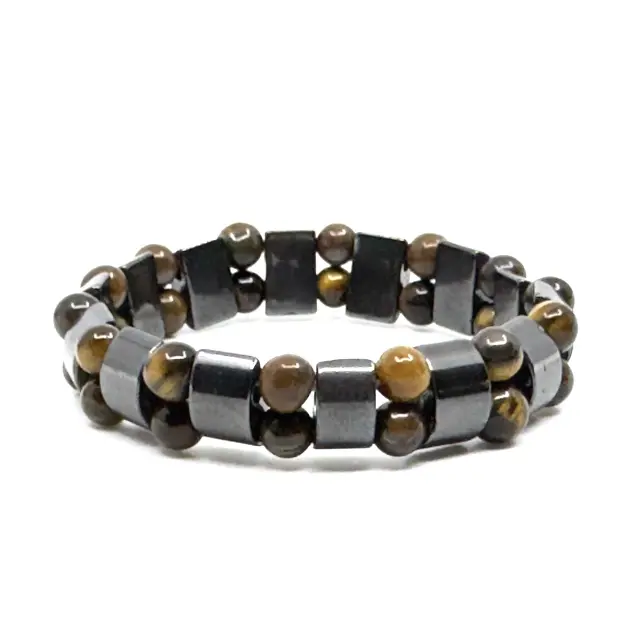 Tiger Eye Stone Ελαστικό Βραχιόλι με Ατσάλι