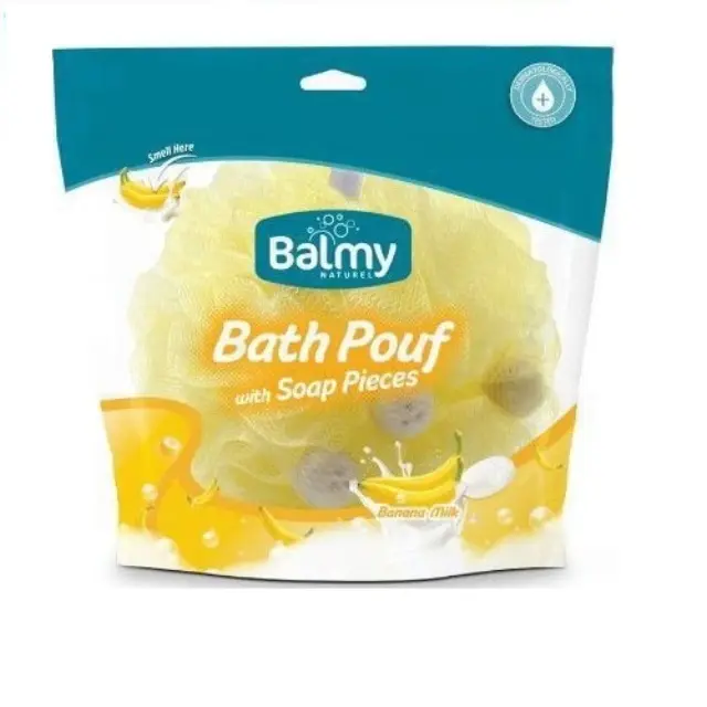 Vican Balmy Bath Pouf Σφουγγάρι Με Πέρλες Σαπουνιού Και Άρωμα Μπανάνα 1 τμχ