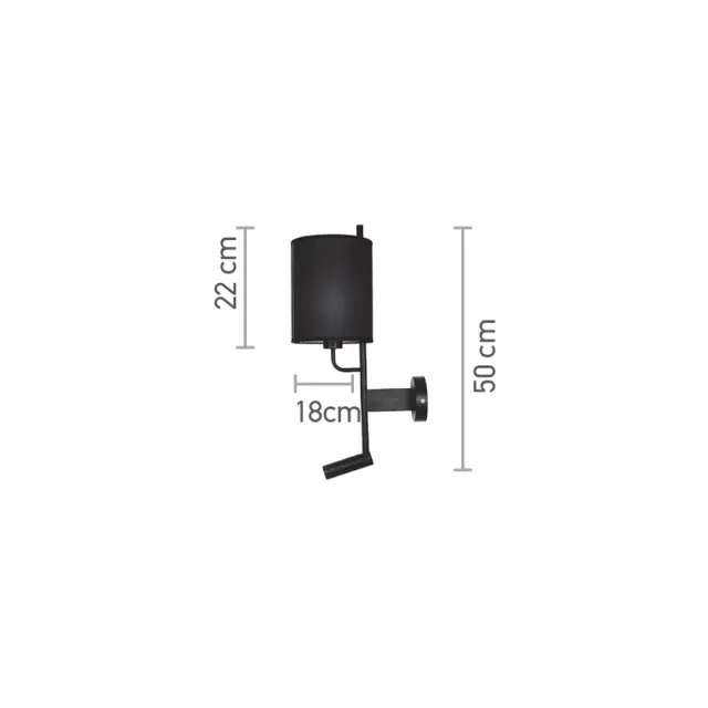 InLight Επιτοίχιο φωτιστικό LED 3W 3000K και 1ΧΕ27 σε λευκή απόχρωση με υφασμάτινο καπέλο (43028-WH) 3