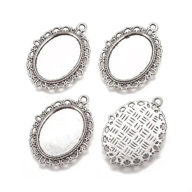 Καστόνι Κρεμαστό 39x29x2mm - Vintage Silver - 5τεμ