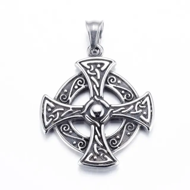 Κρεμαστό Σταυρός 31x27x4mm Ανοξείδωτο Ατσάλι 304 Antique Silver - 1τεμ