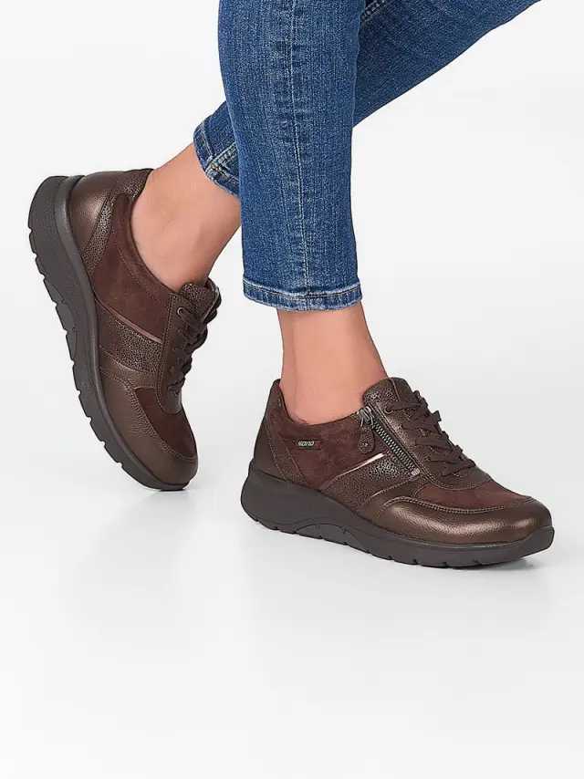 Mephisto/Sano Sneakers Γυναικείο δέρμα/δέρμα Nubuck Καφέ SAN/IZAE BRONZE - 42 2