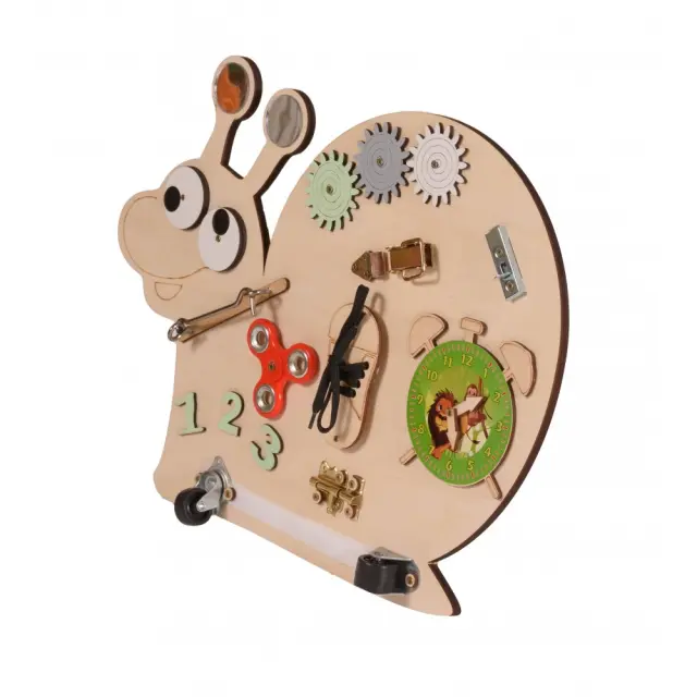 Moni Toys Ξύλινος Εκπαιδευτικός Πίνακας Δραστηριοτήτων Montessori Σαλιγκάρι 3+ Ετών 2