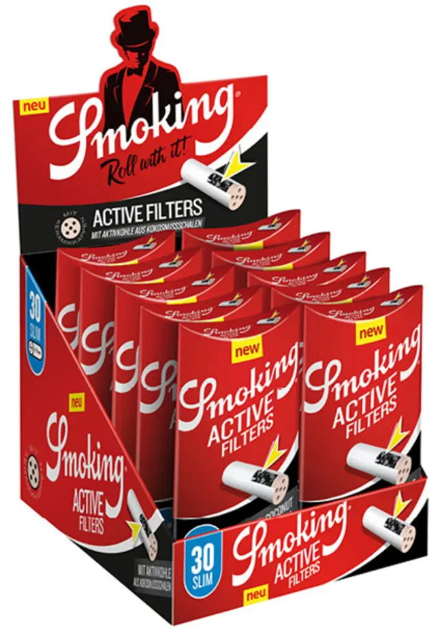 Smoking Φιλτράκια Slim 30 Ενεργού Ανθρακα Active - 6mm 2