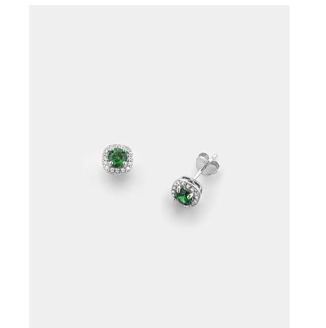 Vogue Σκουλαρίκια με σμαραγδί zircon και Ασήμι 925° 20177154253