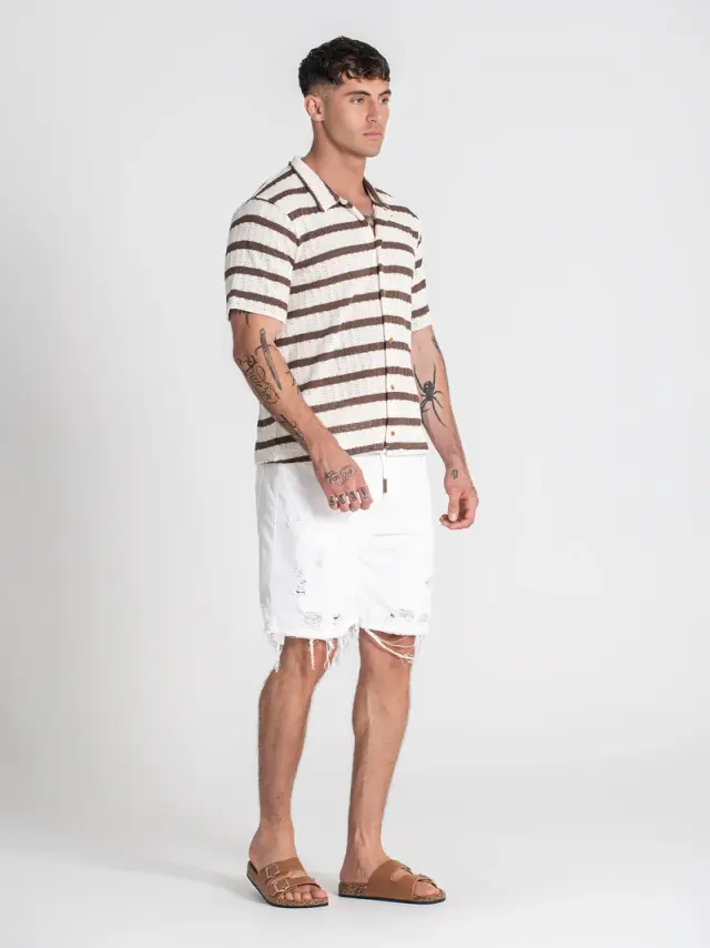 Gianni Kavanagh Aνδρικό ΝΑUTIC CLUB Πλεκτό Πουκάμισο - Brown / White - S 2